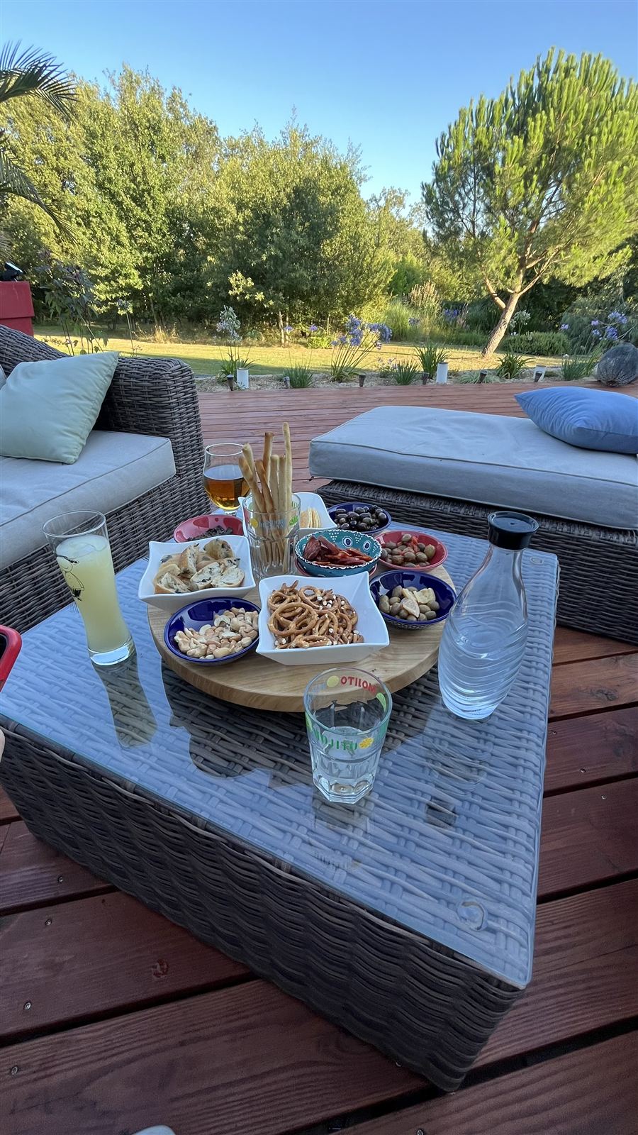 Evening aperitif on the terrace, host table in Arthès near Albi
